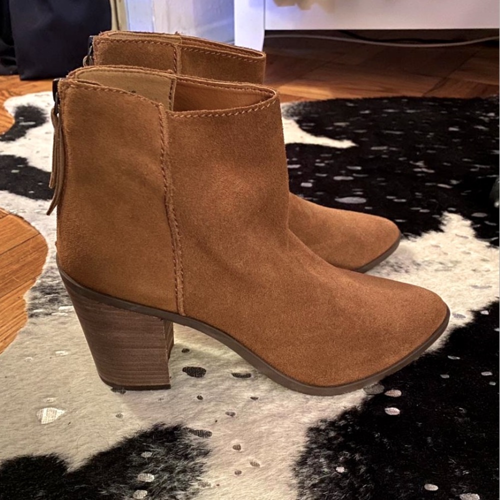 BP Brown Soft Suede Ankle Boots with Block Heels